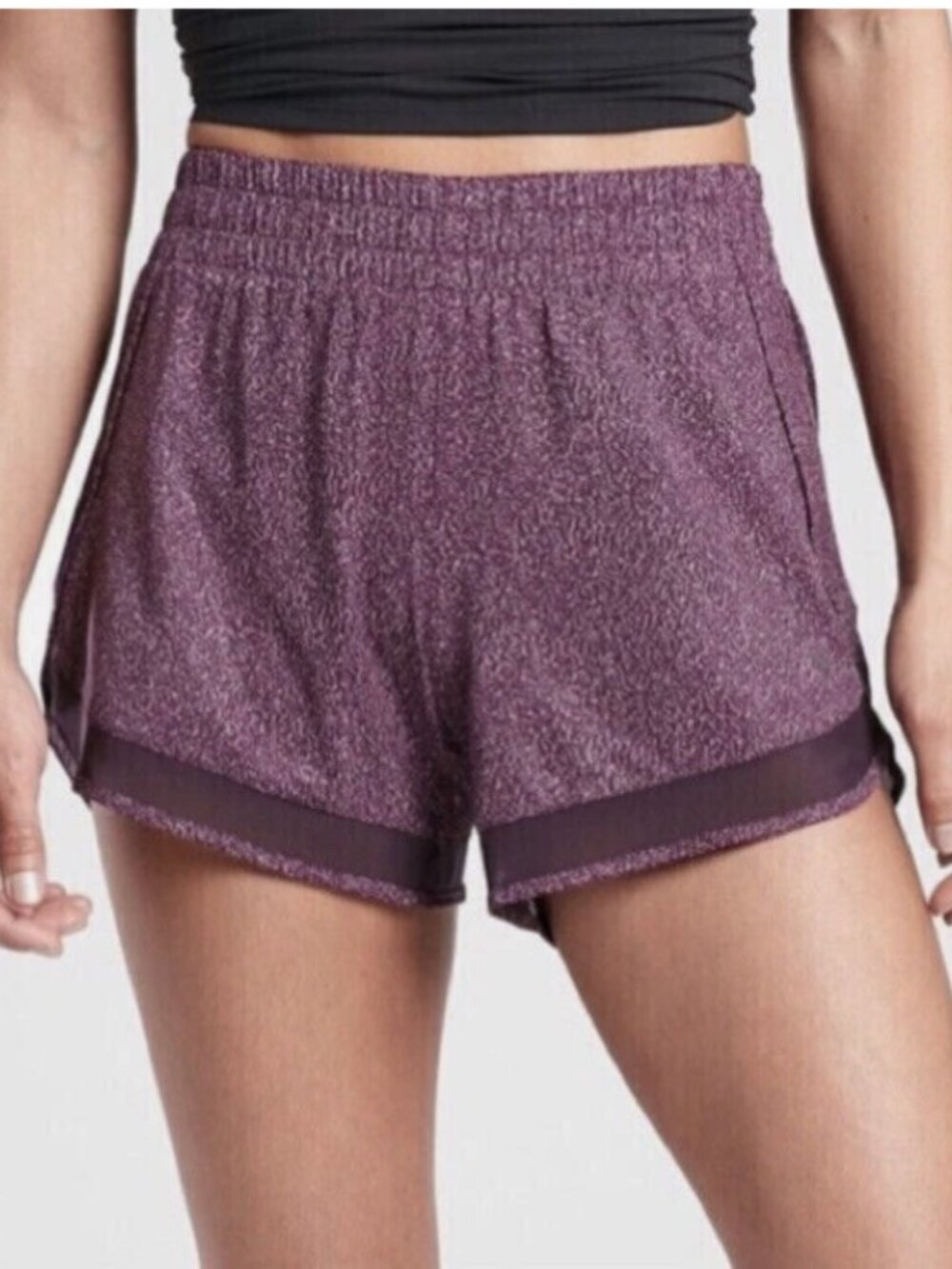 ATHLETA Printed Mesh Racer Run Camo‎ Short Violet Static Size XS